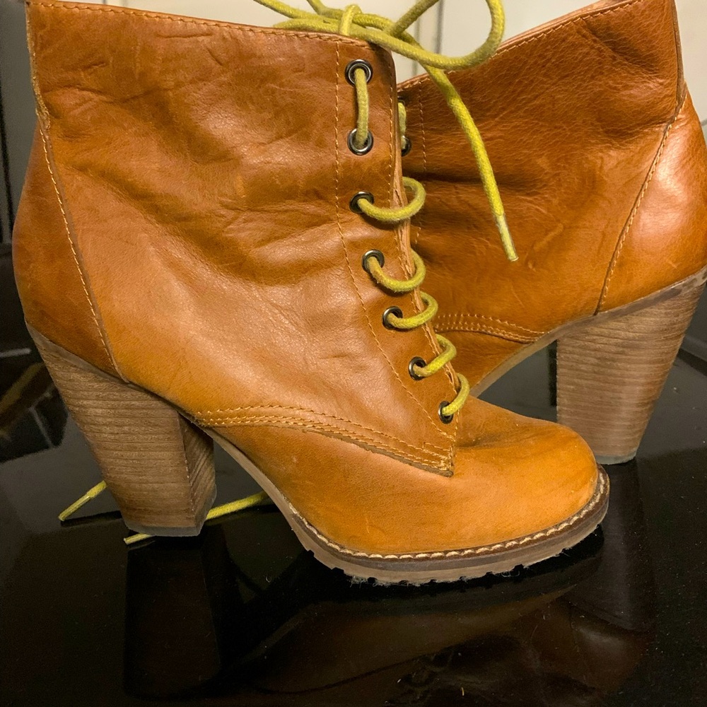 Brown Heeled Booties with laces